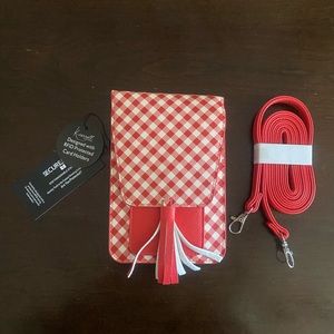 NEW K. Carroll red gingham crossbody